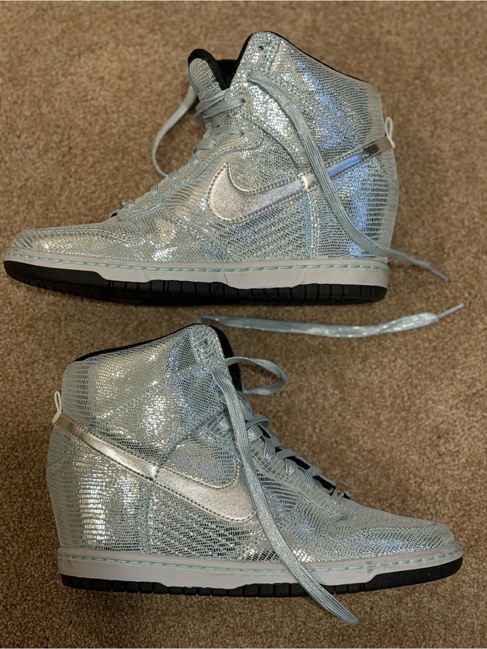 Nike Dunk Sky Hi QS Disco Ball Silver 637991-001 Women's 8.5 NEW Rare